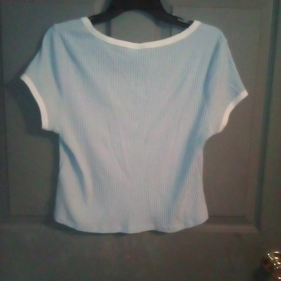 Divided Light Blue Ribbed Crop Top - Picture 2 of 3